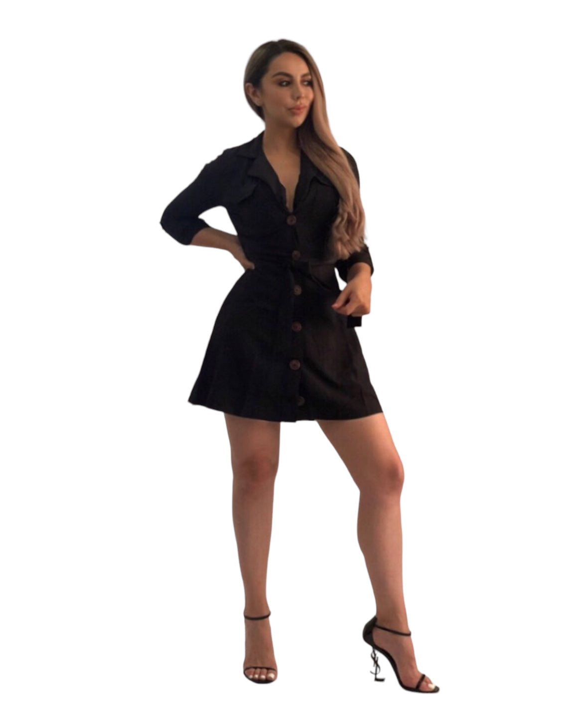 Black utility shirt dress