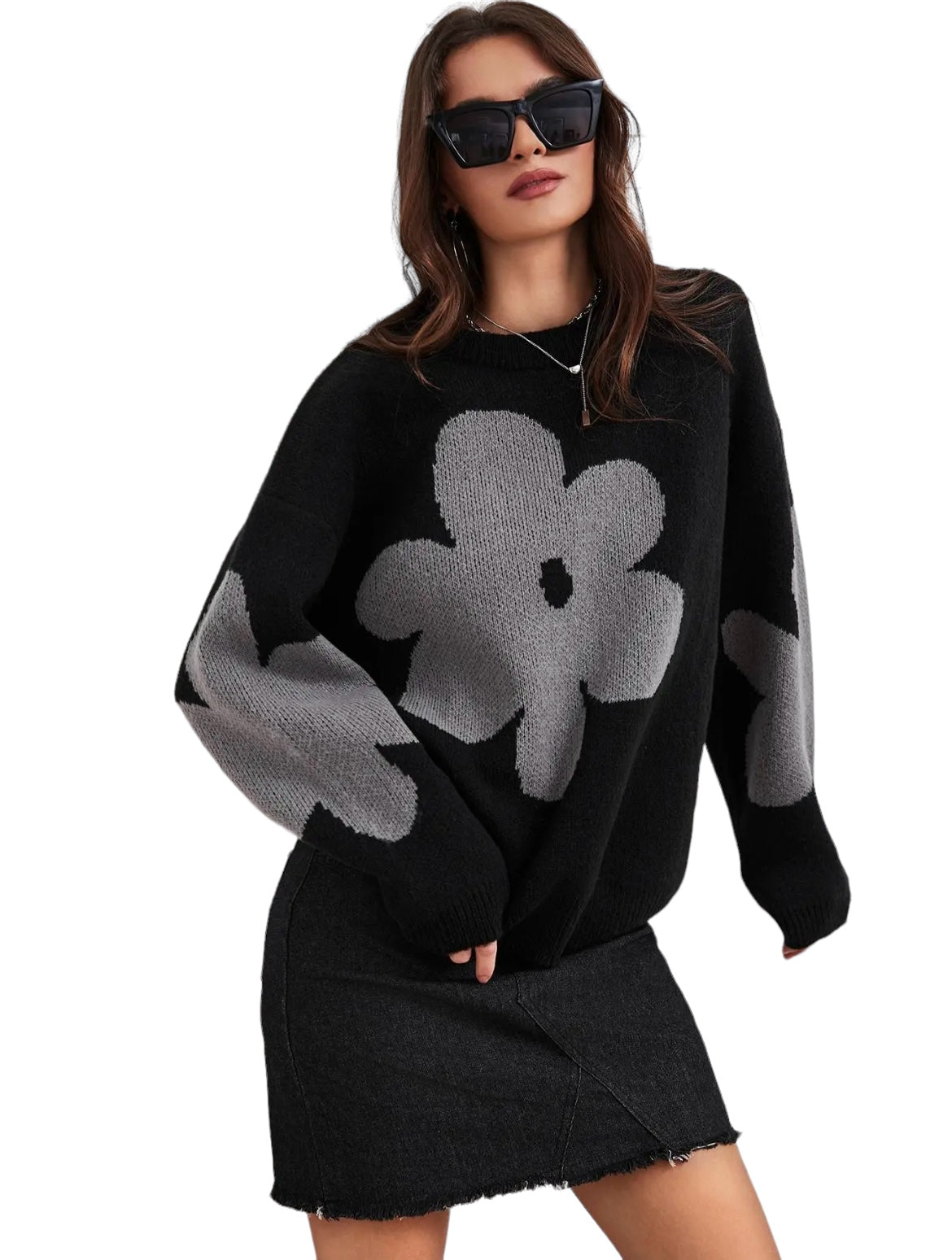 floral print knit sweater