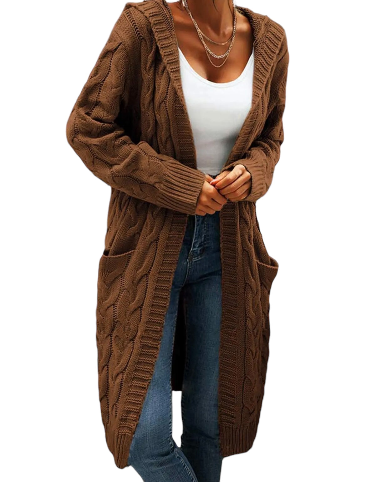 Brown long cardigan