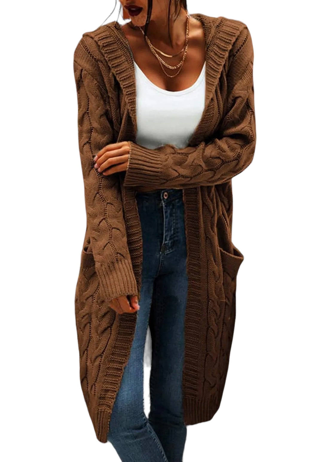 Brown long cardigan