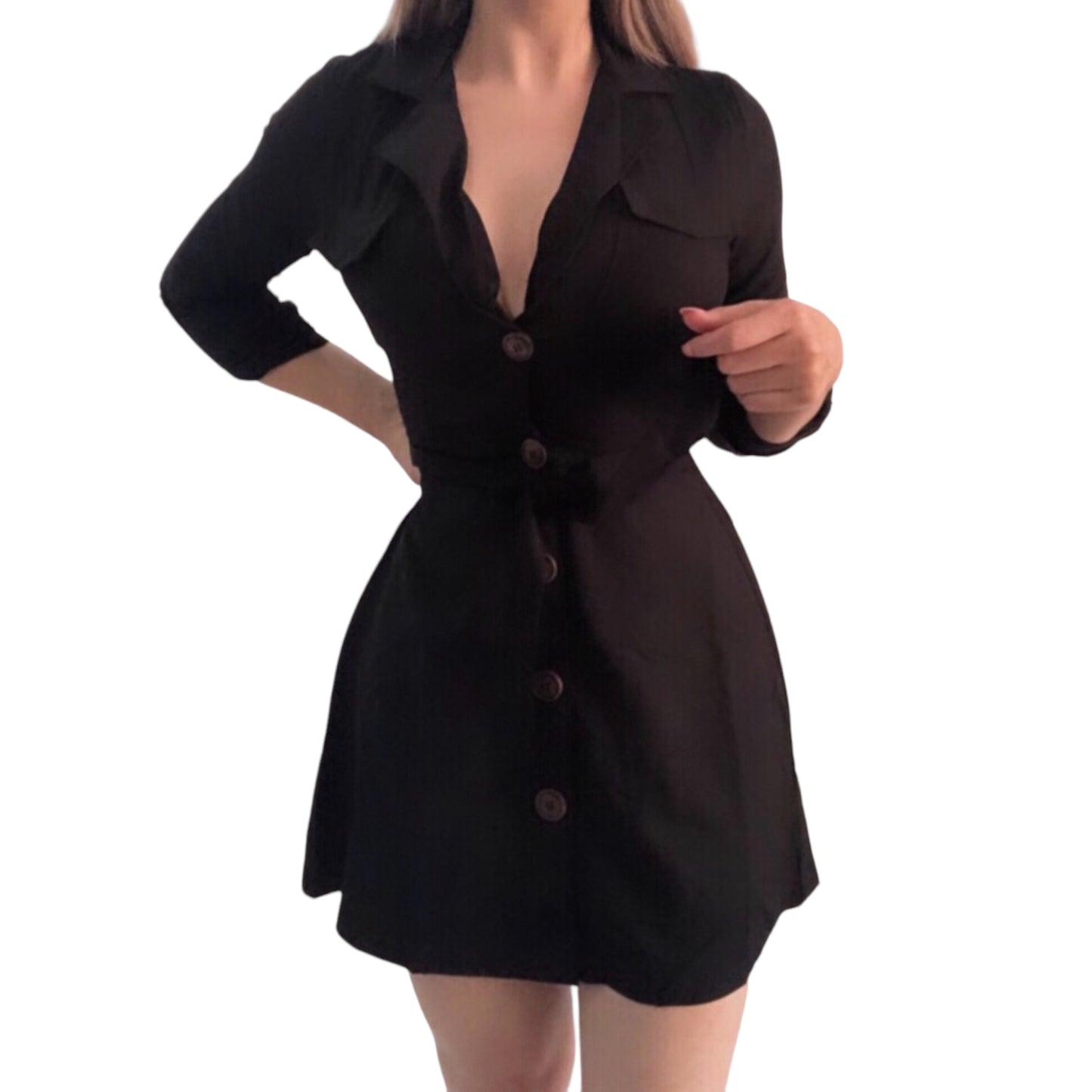 Black utility shirt dress