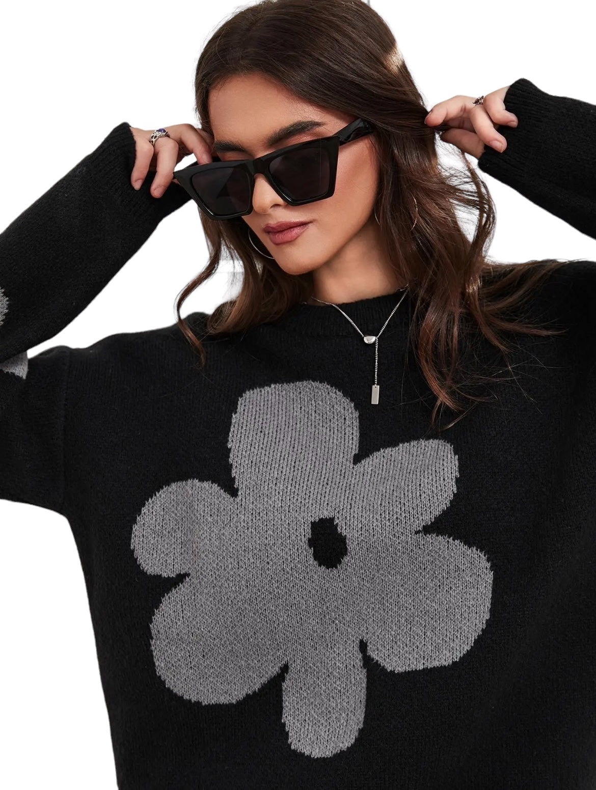 floral print knit sweater