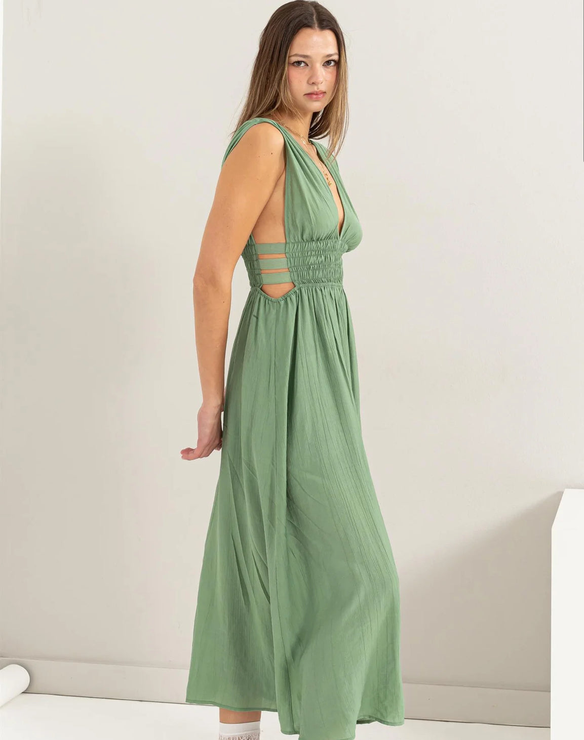 Olive Breeze maxidress