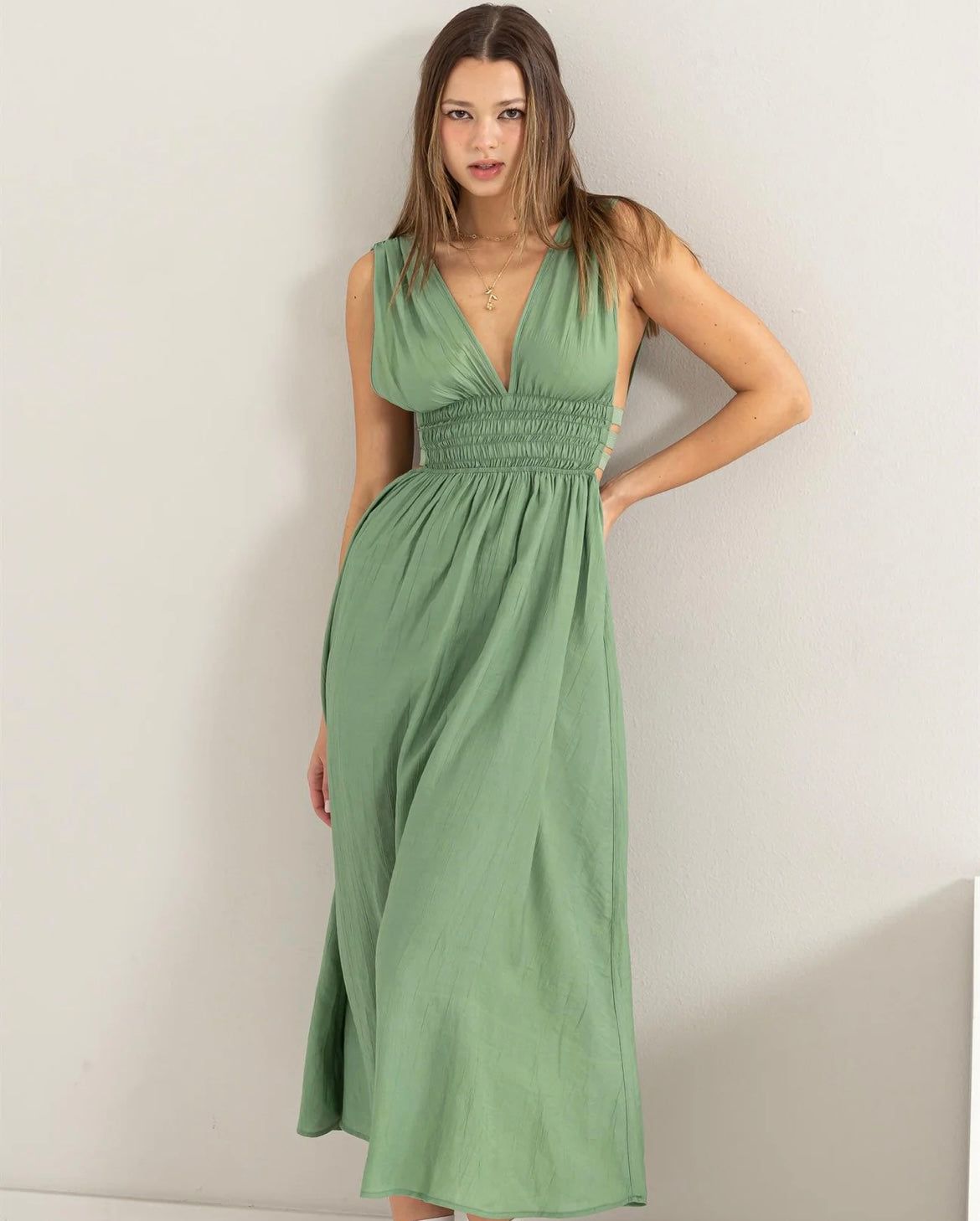 Olive Breeze maxidress