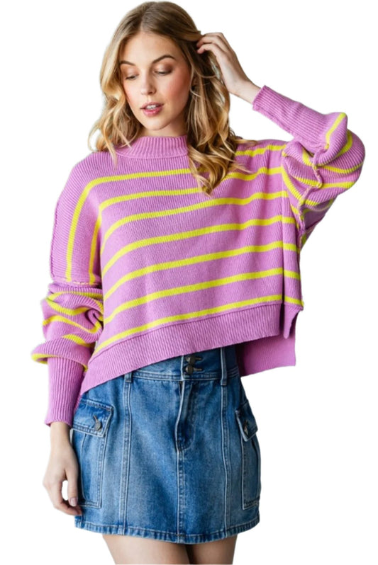 striped knit sweater