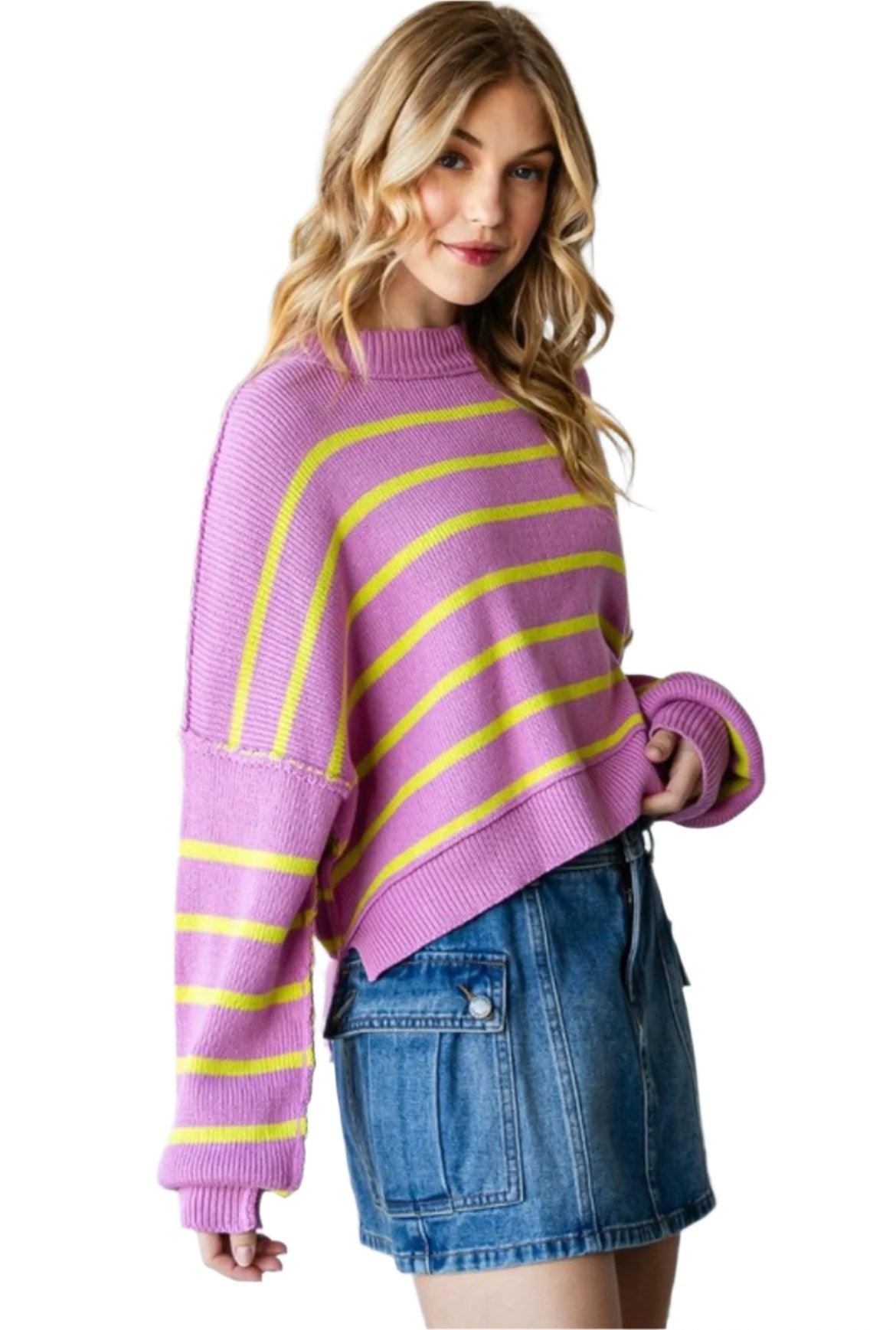 striped knit sweater