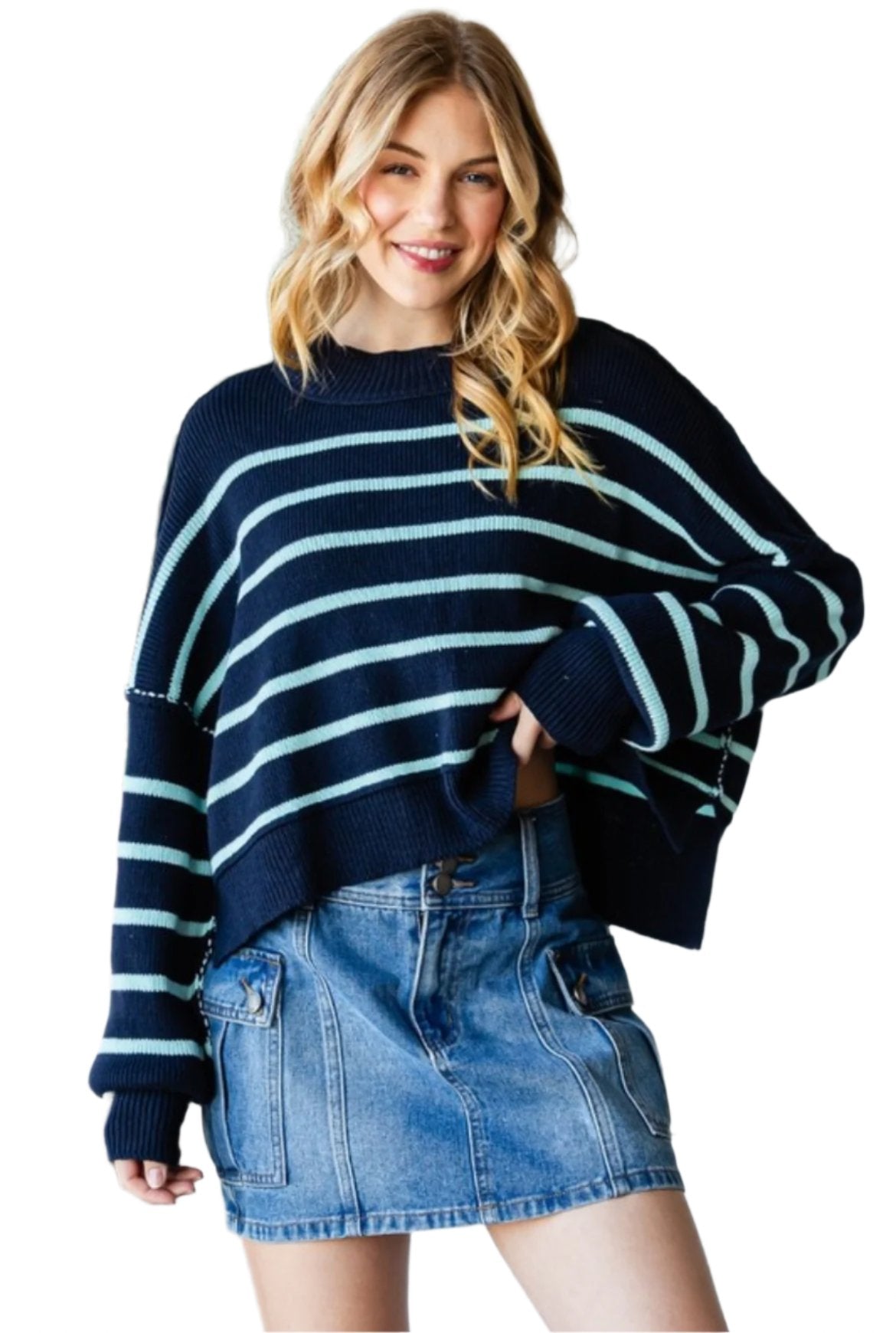 striped knit sweater