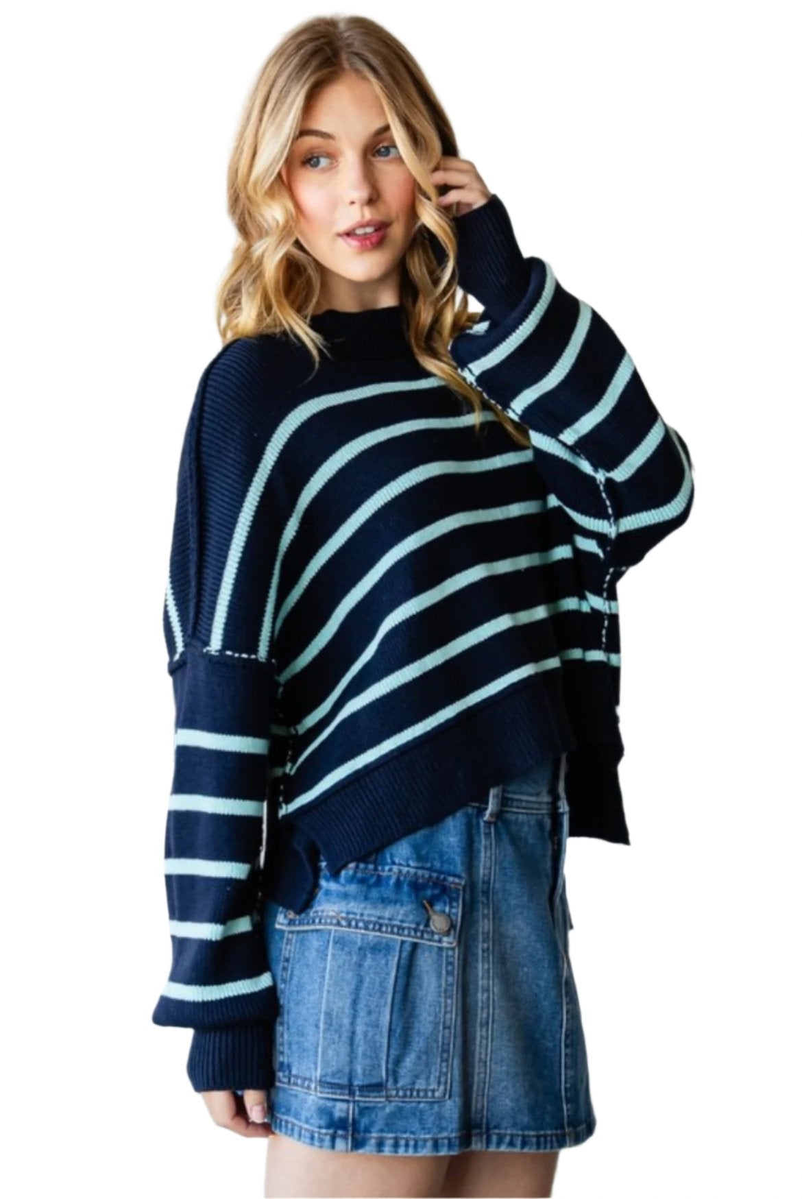 striped knit sweater