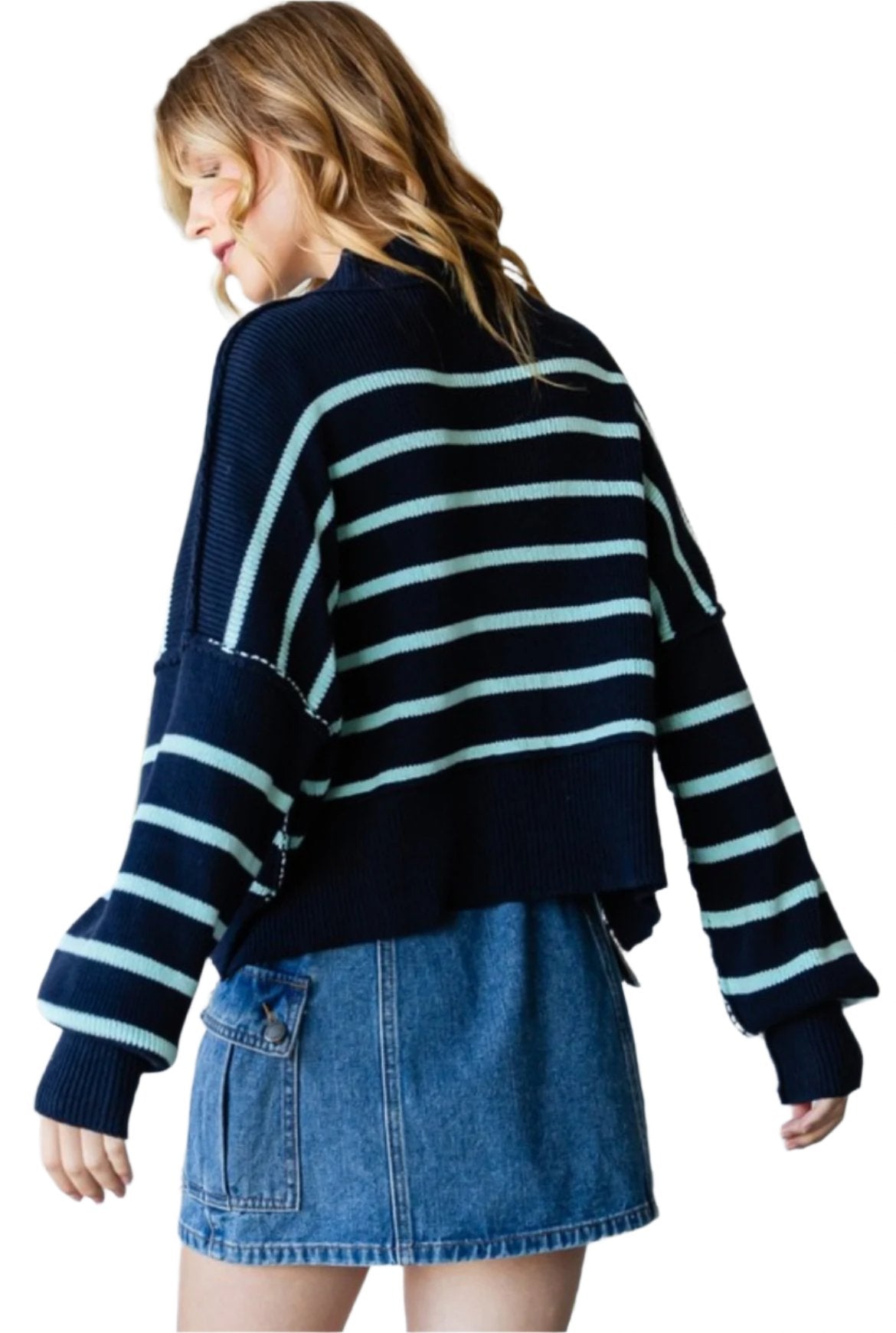 striped knit sweater