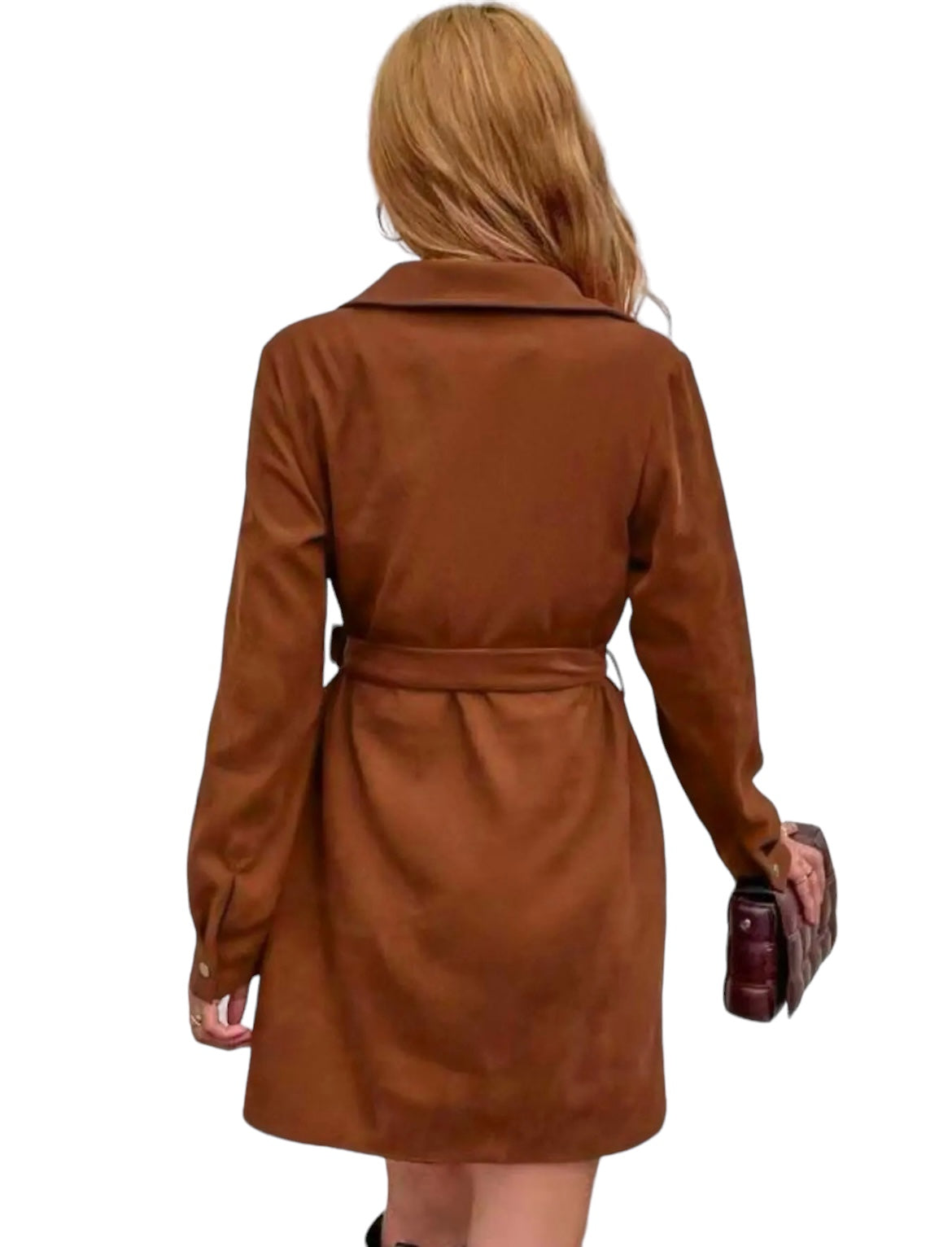 brown belted dress