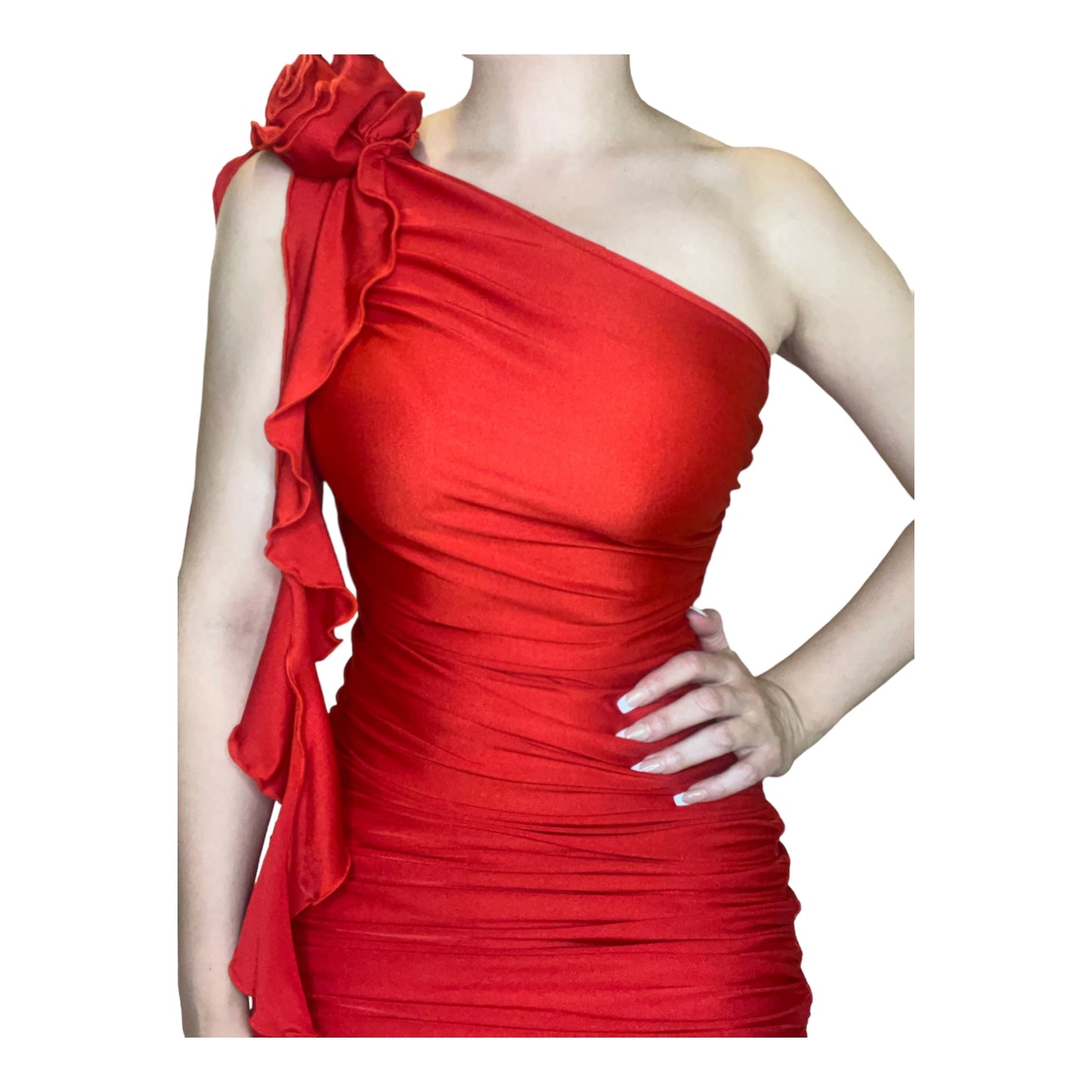 Ruffle 3d rose dress