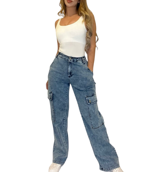 Denim cargo pants