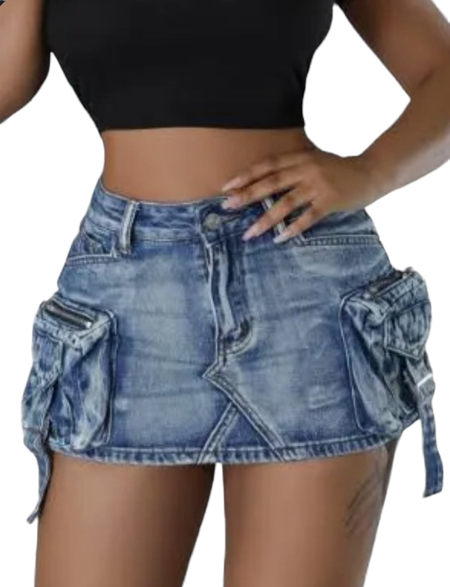 Denim Cargo skirt