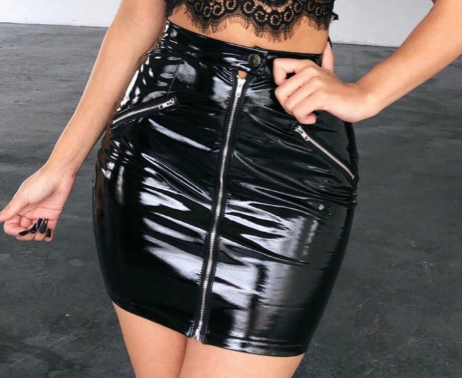 Latex faux skirt