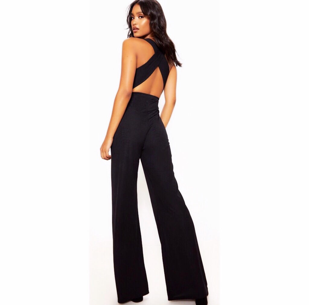 Black cross back jumpsuit