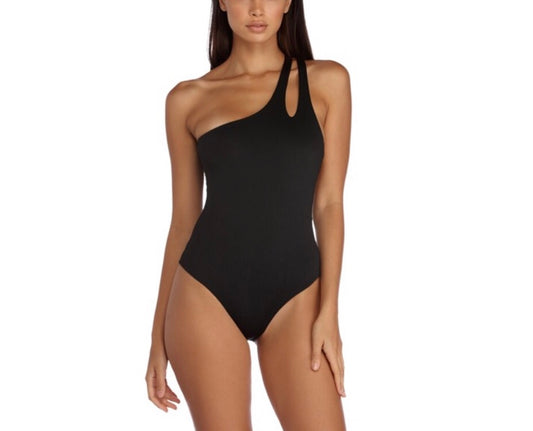 Olivia one shoulder black bodysuit