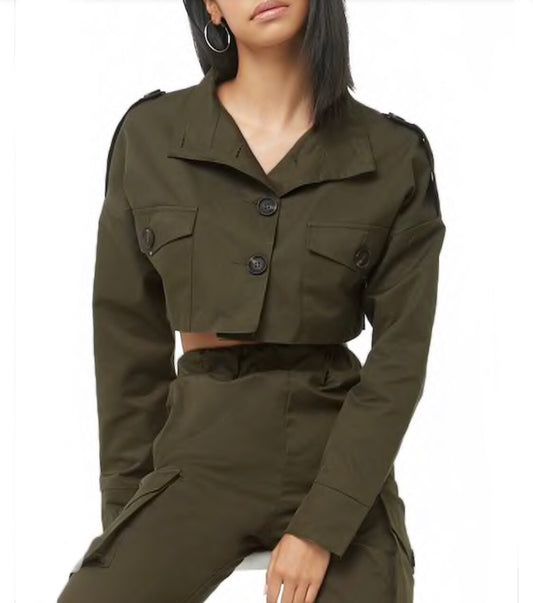 Olive crop jacket