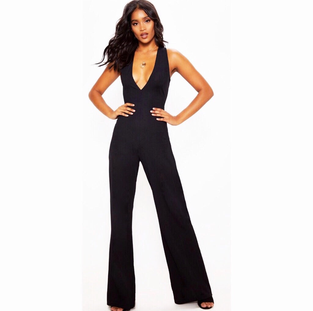 Black cross back jumpsuit