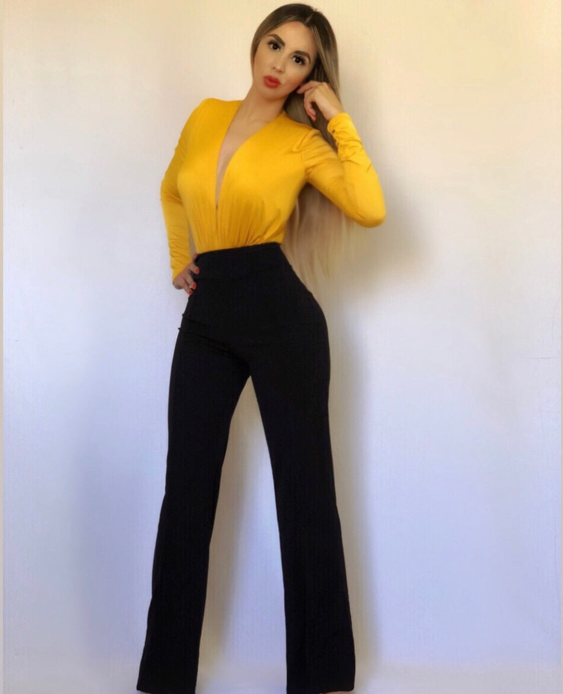 Mustard body suit